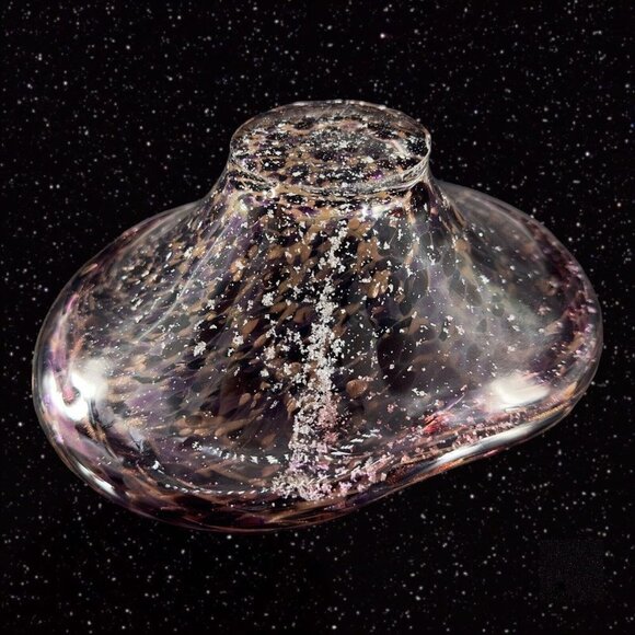 Julia Knight ARGENTO Amethyst Purple Oval Bowl Dish With Silver Flecks Signed - Picture 10 of 16